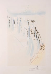 Salvador Dali "Behold his bed" Signed & Numbered Etching W Gold Dust