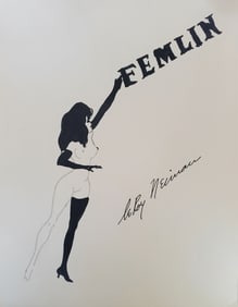 LeRoy Neiman, Playboy Femlin reaching, Original Signed Watercolor Drawing