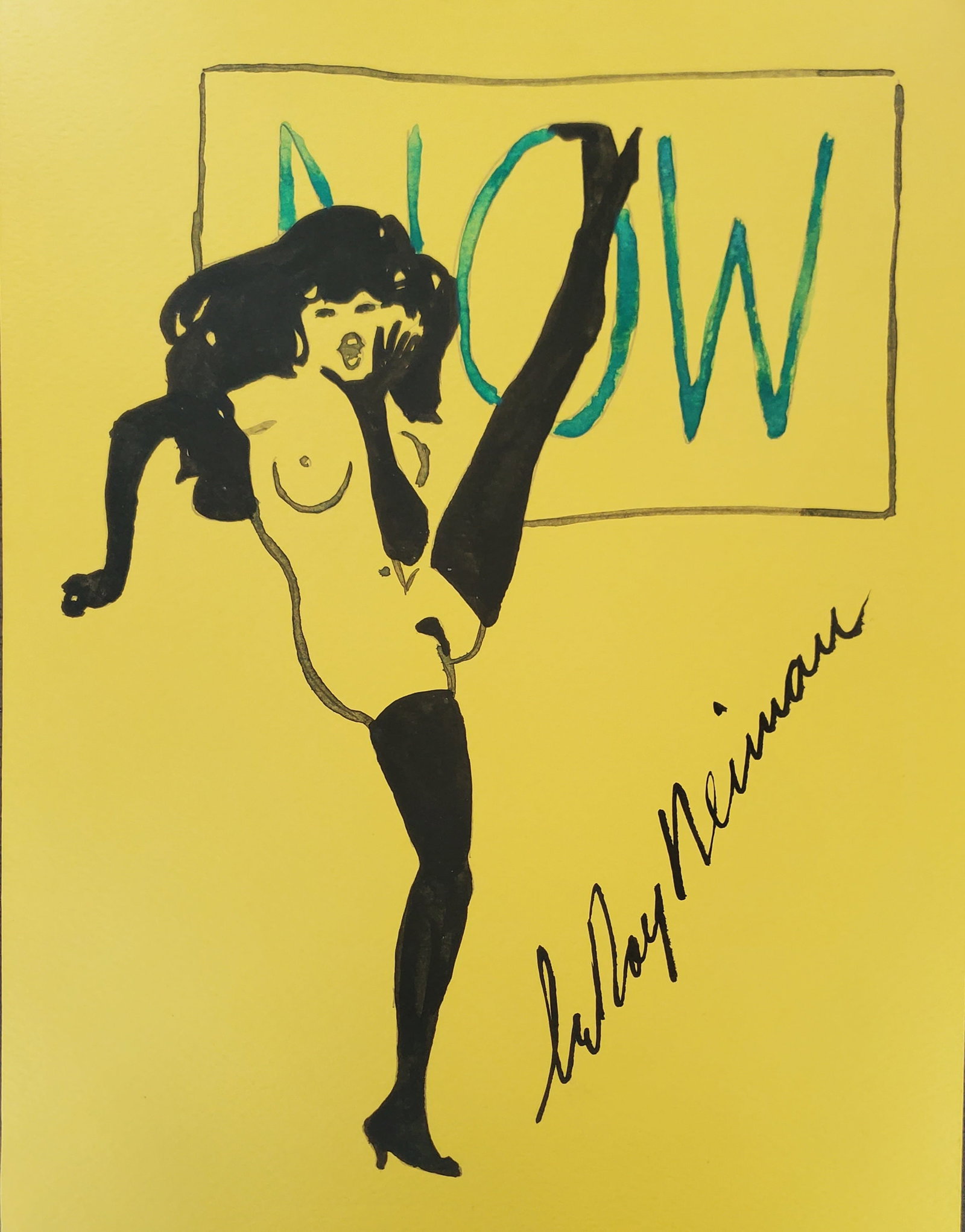 LeRoy Neiman, Playboy Femlin high kicks, Original Signed Watercolor Drawing (1 of 2)