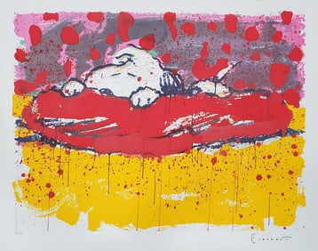 Tom Everhart, "Pig Out" Lithograph Signed, Numbered & Framed