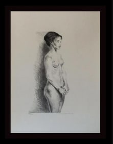 Raphael Soyer, Nude Woman, Black & White Lithograph
