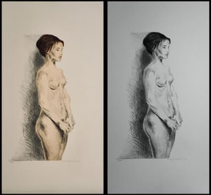 Raphael Soyer, Nude Woman Portfolio, 2 Lithographs