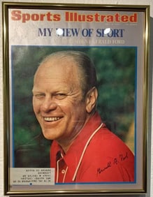 Gerald Ford, Framed - Hand Signed Sports Illustrated Magazine 1974