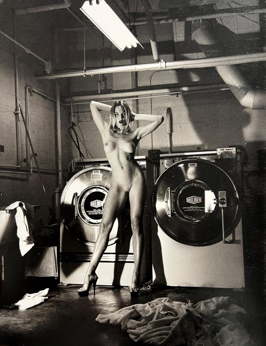 Helmut Newton, Domestic Nude Iii, In The Laundry Room, Rachel Williams, Chateau Marmont, Hollywood,: Photographer: Helmut Newton (Germany, 1920 - 2004) - best known for his erotically charged highly stylized images, Helmut Newton was one of the most influential fashion photographers of all time. Titl