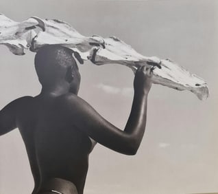 Herb Ritts, Malaika, Holding Girafee Vertbrae, Rear View, 1994