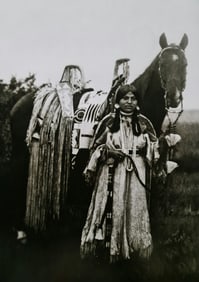 Edward S. Curtis, With Her Proudly Decked Horse - Cayuse