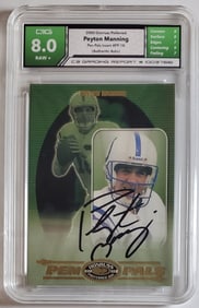 Peyton Manning, Hand-Signed Football Sports Card, Donruss 2000, Gem Mint 8