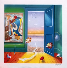 Ferjo, "Blue Door" Lithograph, Signed & Numbered Ap. Ferjo Coa