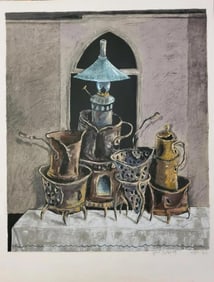 Yosl Bergner Lithograph Hand Signed In English And Hebrew