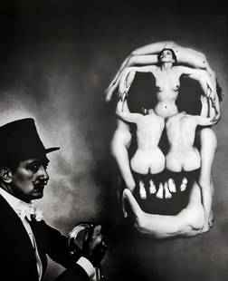 Phillipe Halsman, Salvador Dali & The Skull, 1951: Photographer: Philippe Halsman (Latvia born American, 1906 - 1979) - internationally renowned portrait and fashion photographer, one of the most important and influential photographers from the 1940's