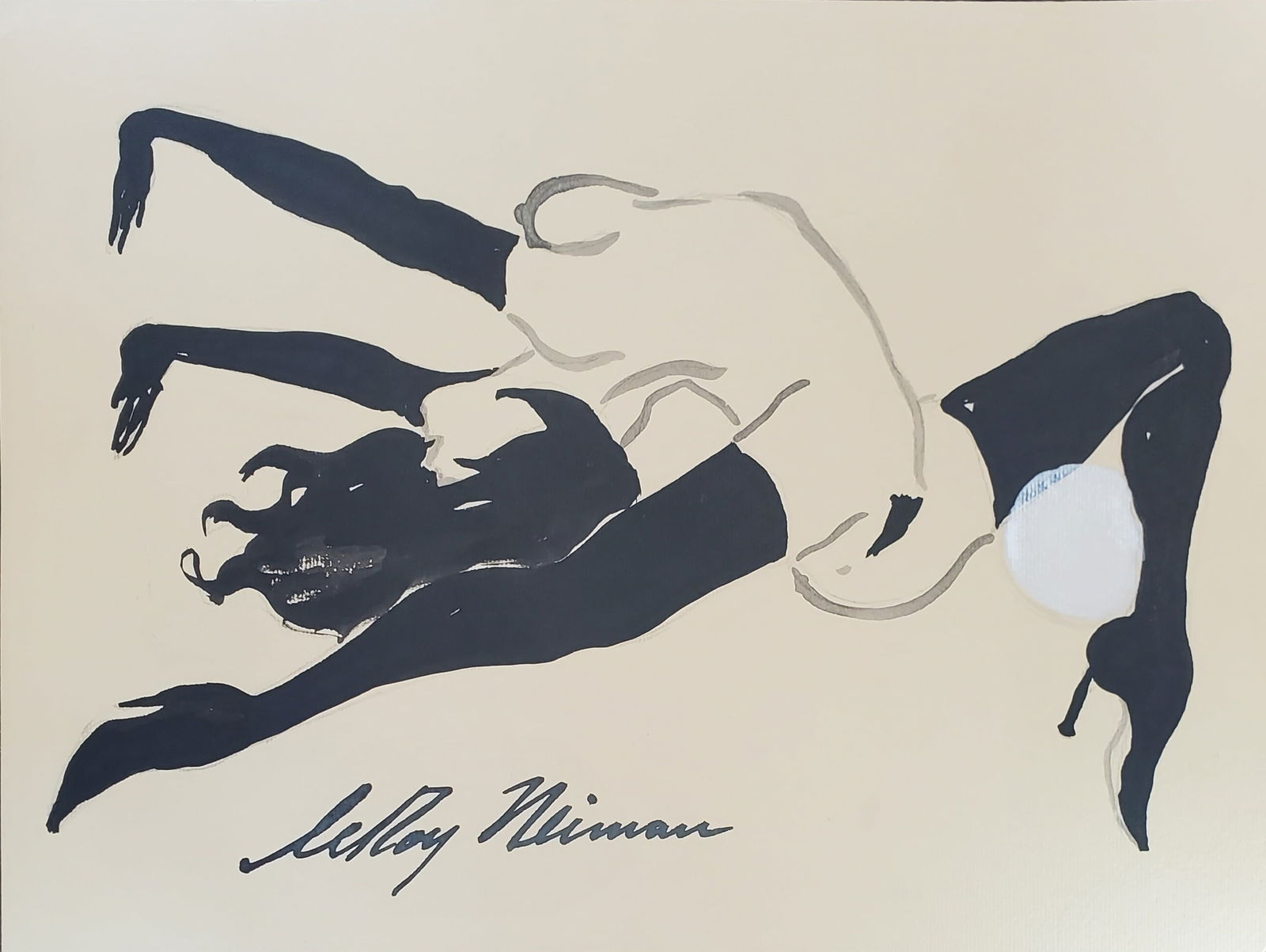 LeRoy Neiman, Playboy Femlin interpretive dancing, Original Signed Watercolor Drawing (1 of 2)