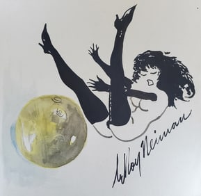 LeRoy Neiman, Playboy Femlin & The Moon, Original Signed Watercolor Drawing