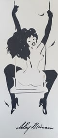 LeRoy Neiman, Playboy Femlin On A Swing, Original Signed Watercolor Drawing