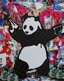 Jozza - Pop Art, 'Hands Up', Mixed Media Acrylic Canvas Painting, 2024, 24"x30"