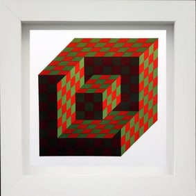 Victor Vasarely, "Bidim, 1968" Monograph On Paper, Framed