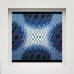 Victor Vasarely, "Cheyt-Stri-Ton, 1971-73" Monograph On Paper, Framed