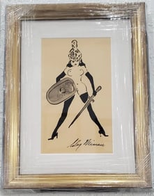LeRoy Neiman, 'Femlin is Knighted' Original ink & watercolor drawing