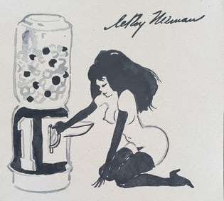 LeRoy Neiman, Playboy Femlin gets a gumball, Original Signed Watercolor Drawing