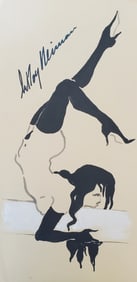 LeRoy Neiman, Playboy Femlin balances on a beam, Original Signed Watercolor Drawing