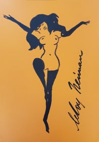 LeRoy Neiman, Playboy Femlin cheerful pose, Original Signed Watercolor Drawing