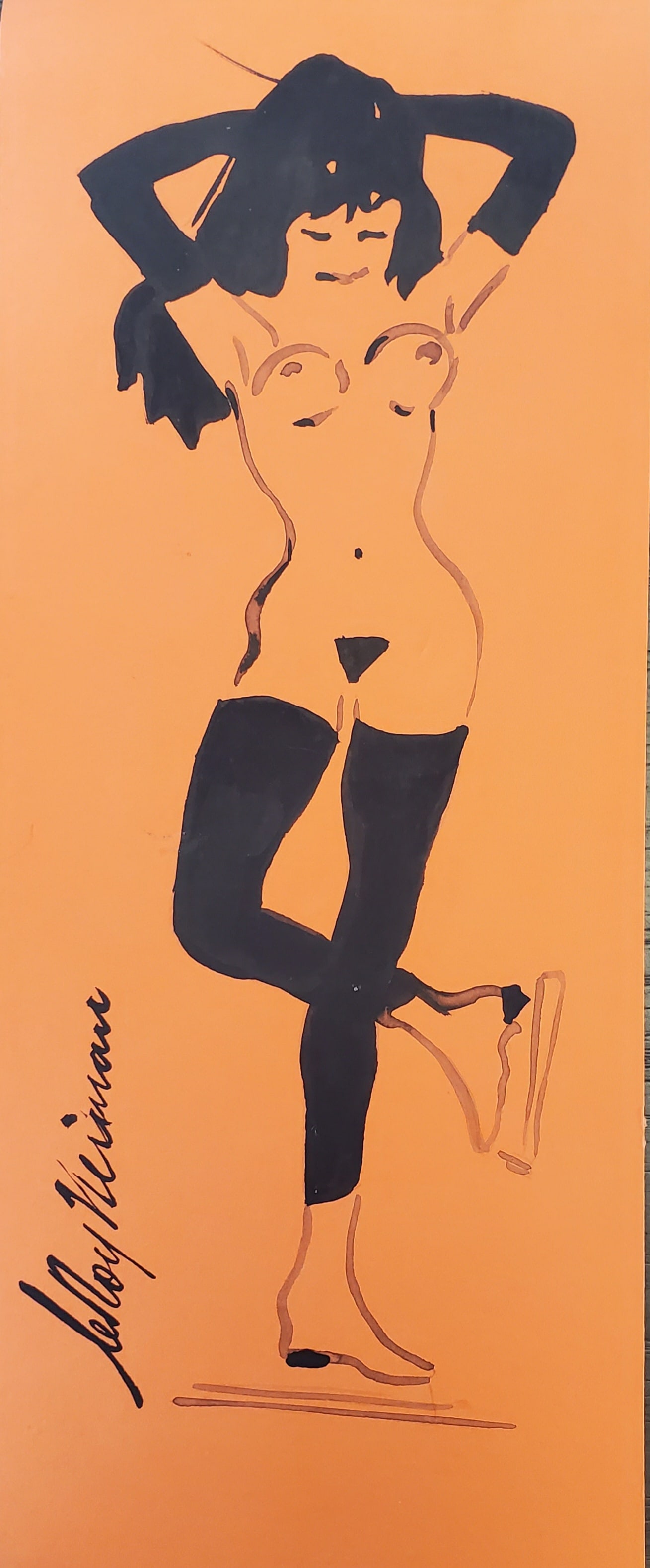 LeRoy Neiman, Playboy Femlin is an Ice Skater, Original Signed Watercolor Drawing (1 of 2)