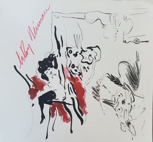 LeRoy Neiman, Playboy Femlin relaxes on a tiger pelt, Original Signed Watercolor Drawing