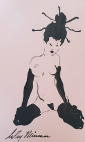 LeRoy Neiman, Playboy Femlin as a Geisha, Original Signed Watercolor Drawing