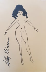 LeRoy Neiman, Playboy Femlin standing Free, Original Signed Watercolor Drawing