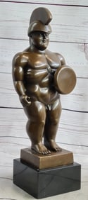 FERNANDO BOTERO (After), LARGE ROMAN WARRIOR BY BRONZE SCULPTURE MARBLE BASE STATUE FIGURINE DÉCOR