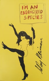 LeRoy Neiman, Playboy Femlin is an Endangered species, Original Signed Watercolor Drawing