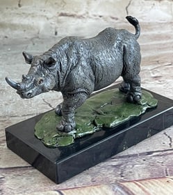 Salvador Dali (After) African Rhino Colorful Bronze Sculpture