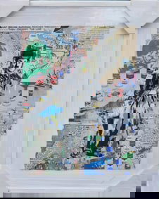 Mr. Brainwash, 'Chaplin, 2023' Original 1/1 Unique On Paper Framed, w/ Artist COA