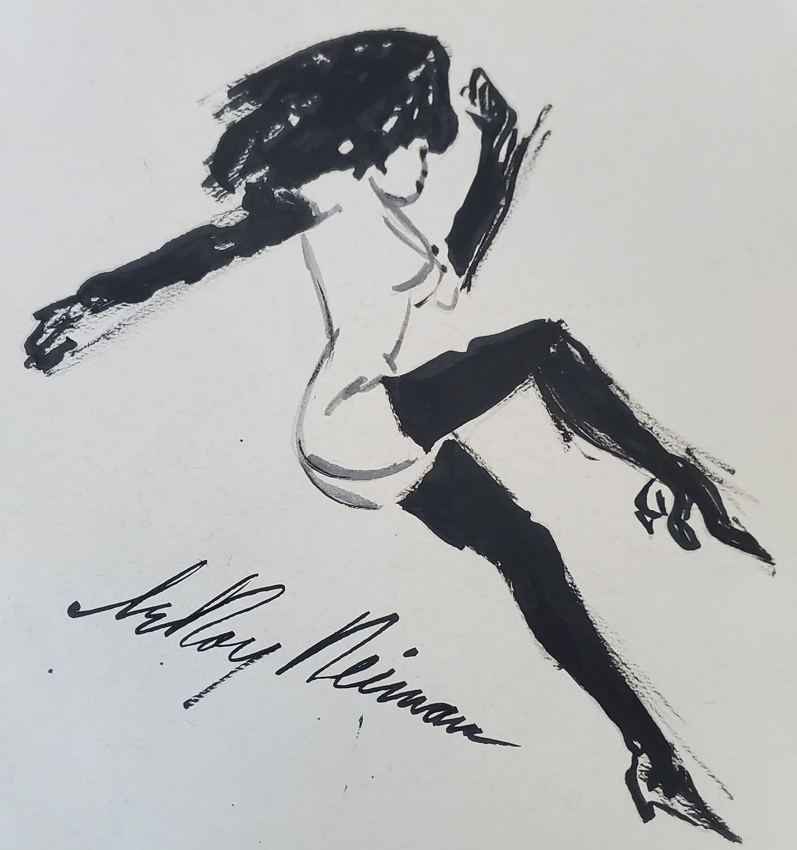 LeRoy Neiman, Playboy Femlin in action, Original Signed Watercolor Drawing: Artist: LeRoy Neiman Title: Playboy Femlin Medium: Watercolor on Paper Subject: Playboy Magazine Femlin Condition: Very Good Size: 8 x 8.5 Condition: Very Good - Excellent