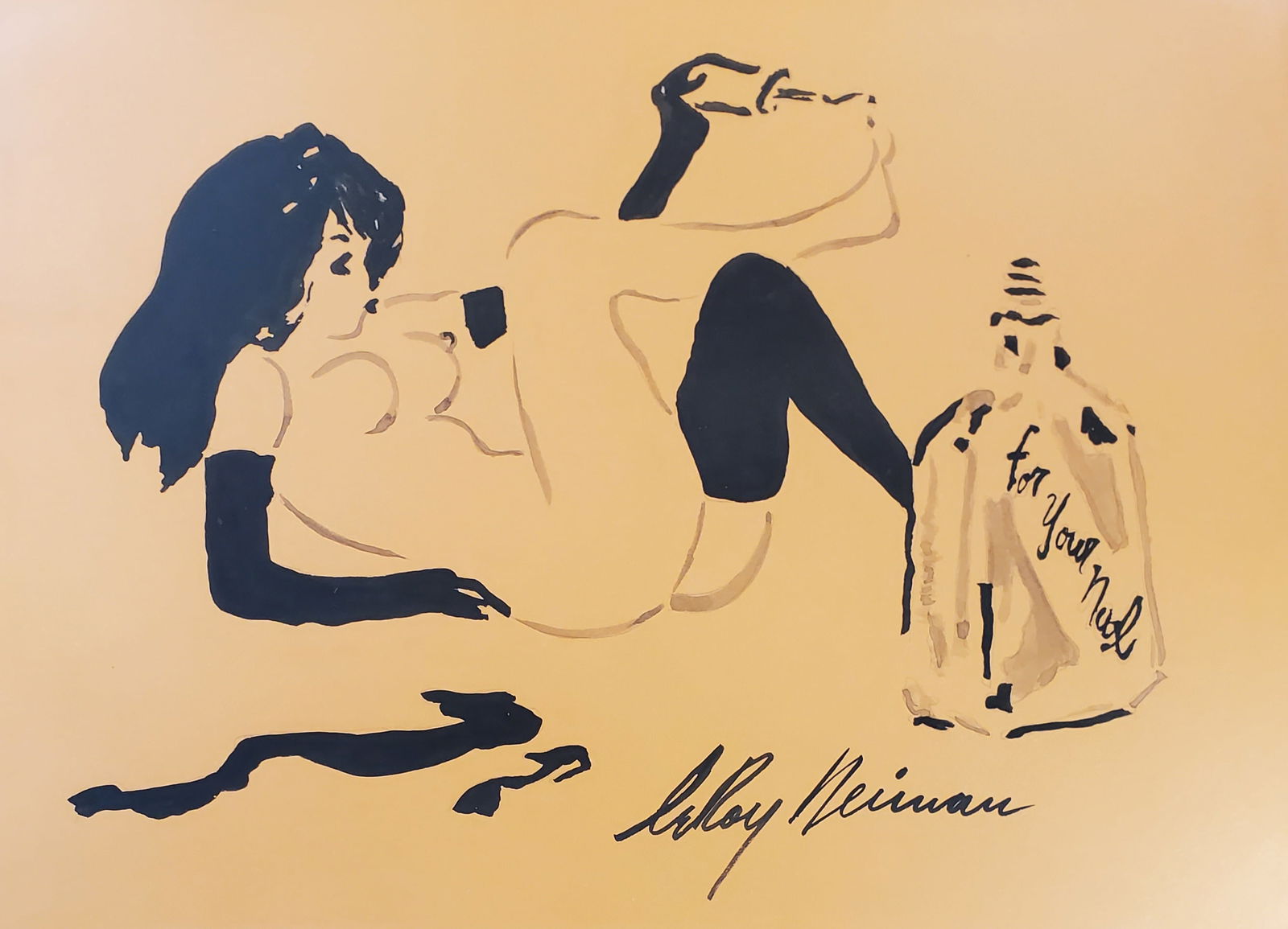 LeRoy Neiman, Playboy Femlin undresses, Original Signed Watercolor Drawing (1 of 3)