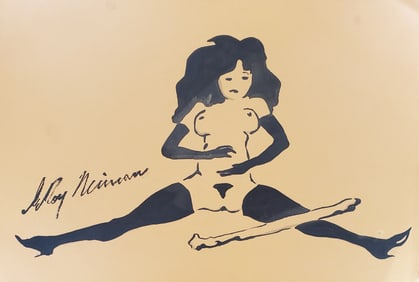 LeRoy Neiman, Playboy Femlin is tuckered out, Original Signed Watercolor Drawing