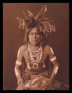 Edward S. Curtis, PLATE 20 Hopi Snake Priest, 1900: Photographer: Edward S. Curtis (American, 1868 - 1952) - renowned photographer of the American West and the Native American Indian. Title: FIG. 45 Curtis Studio, (Edward S. Curtis and His Daughter Bet
