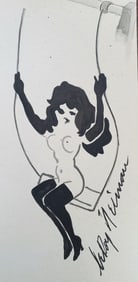 LeRoy Neiman, Playboy Femlin on a swing set, Original Signed Watercolor Drawing