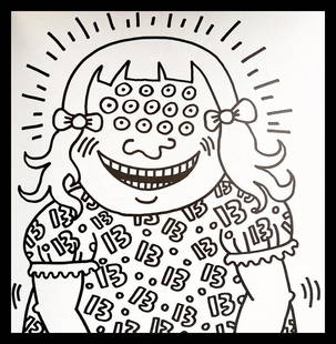 Keith Haring, Untitled IV, Lithograph, 1985: Artist: Keith Haring Title: Untitled IV Year: 1985 Dimensions: 11.5 in. by 11 in. Edition: From the rare limited edition of 300 Publisher: Keith Haring POP Shop NYC Medium: Lithograph on Paper