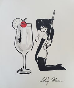 LeRoy Neiman, Playboy Femlin sweet as lemonade, Original Signed Watercolor Drawing