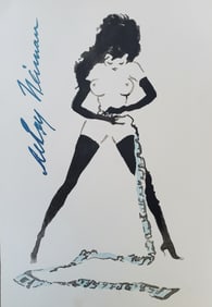 LeRoy Neiman, Playboy Femlin is measured, Original Signed Watercolor Drawing