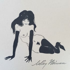 LeRoy Neiman, Playboy Femlin looks adoringly, Original Signed Watercolor Drawing