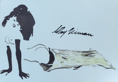 LeRoy Neiman, Playboy Femlin emerges, Original Signed Watercolor Drawing