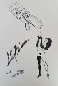 LeRoy Neiman, Playboy Femlin gets a refreshment, Original Signed Watercolor Drawing