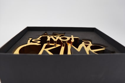 Mr. Brainwash, 'Art is Not A Crime', Gold 3D Sculpture, 2021 w/ COA