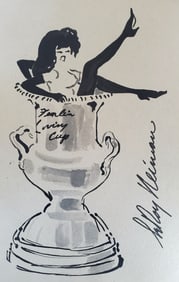 LeRoy Neiman, Playboy Femlin in her Trophy, Original Signed Watercolor Drawing