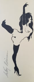 LeRoy Neiman, Playboy Femlin dancing gracefully, Original Signed Watercolor Drawing