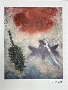 Marc Chagall (After), La Barque: Item Details Description MARC CHAGALL (After) La Barque Lithograph Facsimile Signed, Lower Right Pencil numbered from the edition of 500 lower left, please note the edition number will be different th