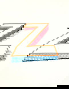 David Hockney, Letter Z, Framed Lithograph: Artist: David Hockney. Title: Letter Z from "Hockney's Alphabet" Year: 1991. Dimensions: 12 5/8 in. by 9 5/8in. Frame size approx: 18 x 15 Inches. Publisher: Faber and Faber Limited London Suite: Hock