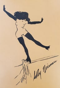 LeRoy Neiman, Playboy Femlin is off Balance, Original Signed Watercolor Drawing