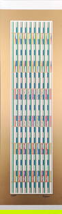 Yaacov Agam, Vertical Orchestration, Serigraph Signed & Numbered Number 10/54: Description Artist: Yaacov Agam Title: From the VERTICAL ORCHESTRATION portfolio Year: C1980s Dimensions: 26 in. by 8.5 in. Edition: 10/54 Medium: Silkscreen Condition: Excellent Signature Details: Ha